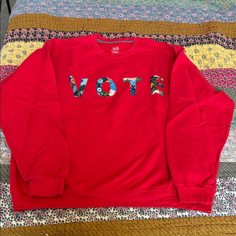Red 'VOTE' Graphic Sweatshirt